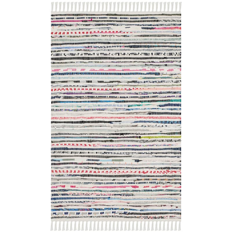 SAFAVIEH Handmade Rag Rug Litzy Stripe Cotton Rug - 2' x 3' - Ivory/Multi