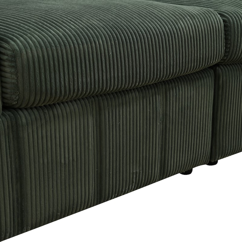 104'' Modern 5 Seaters Corduroy Sectional Sofa with 2 Ottomans, U-Shaped Modular Couch