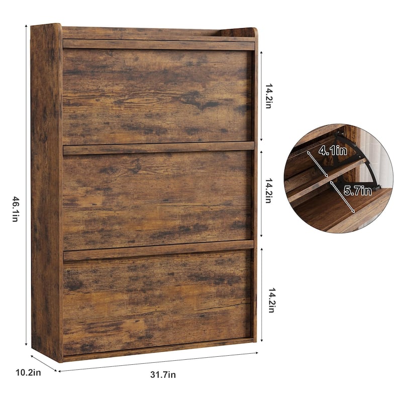 Drawer Wooden Shoe Cabinet with Adjustable Shelves