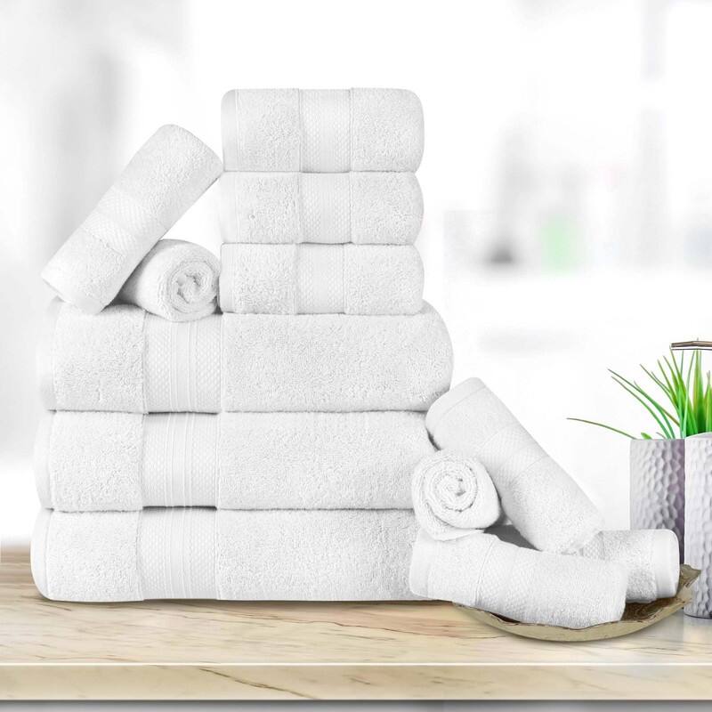 Blue Nile Mills Rio Turkish Cotton 12 Piece Towel Set - White