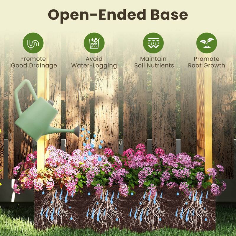 Costway 1/2 PCS 70” Wooden Raised Garden Bed with Lattice Trellis,