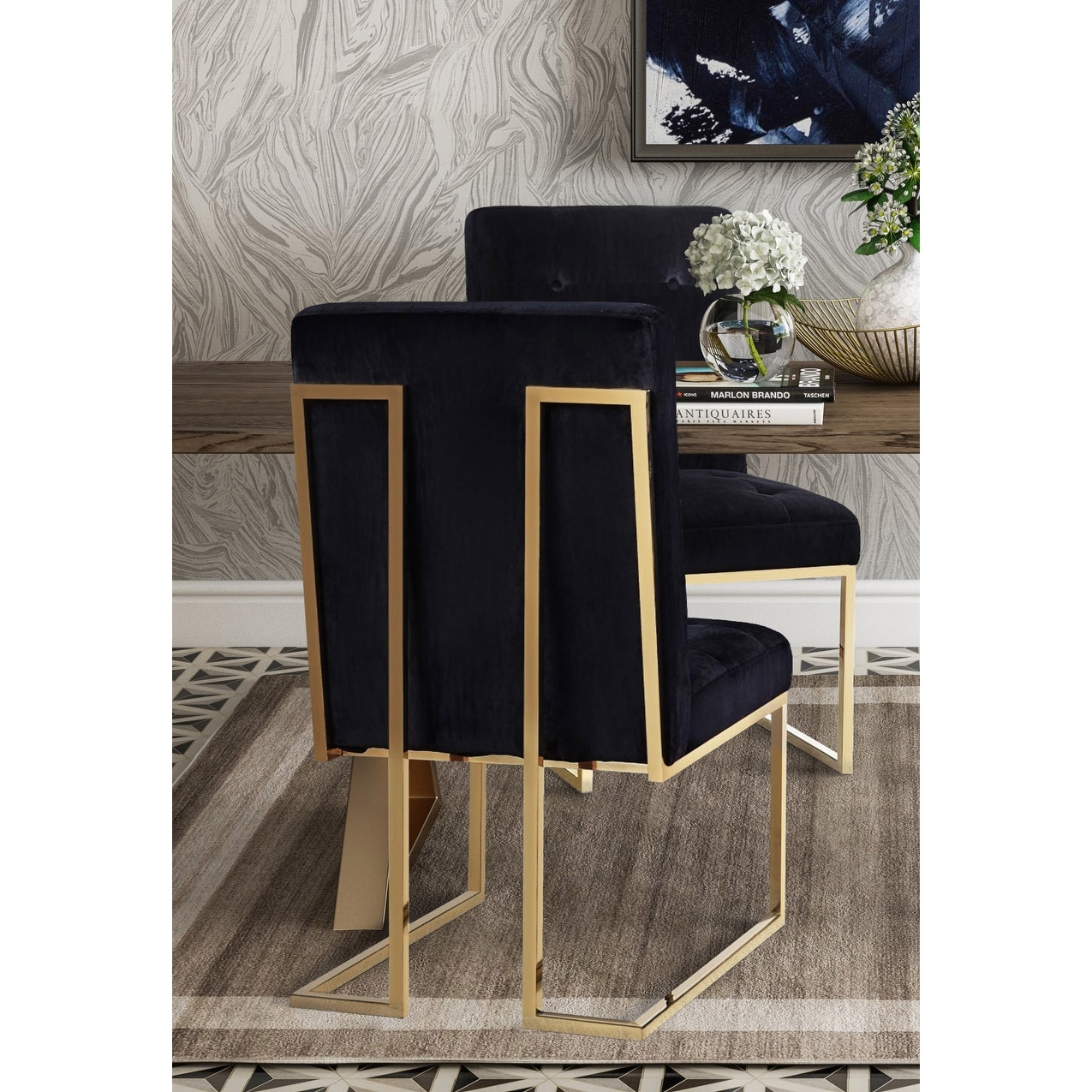 Shop Akiko Black Velvet Chairs Set Of 2 Overstock 15871159