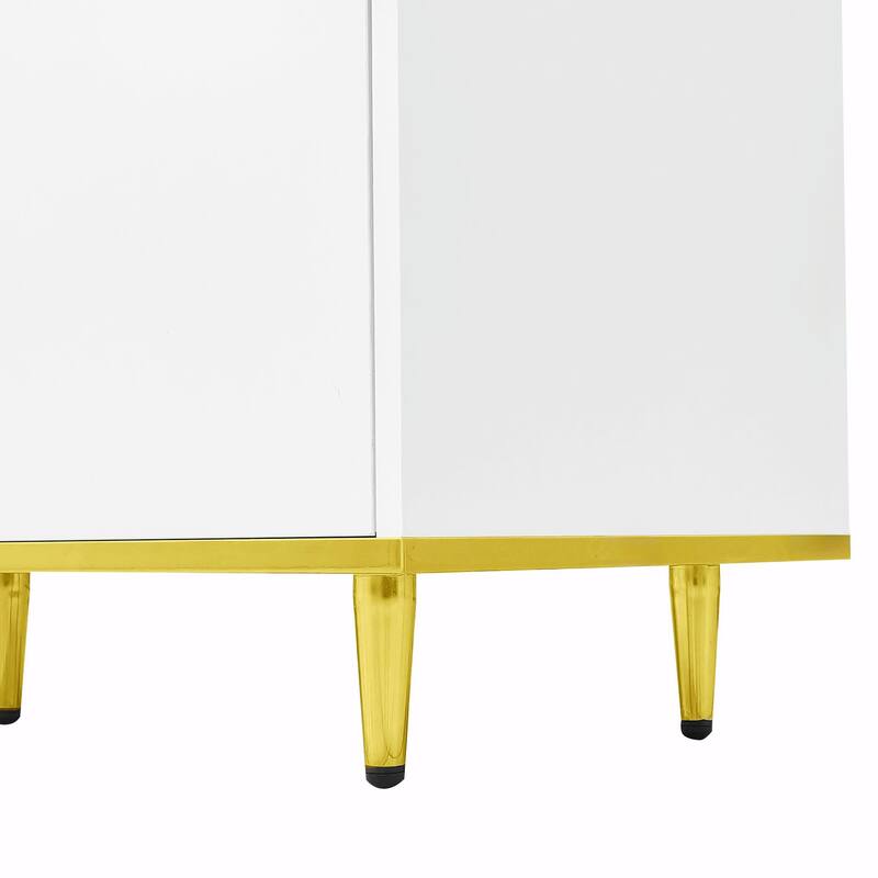 70.9'' Modern Entertainment Center, LED Lights, 2 Shelves, 2 Drawers & Metal Legs