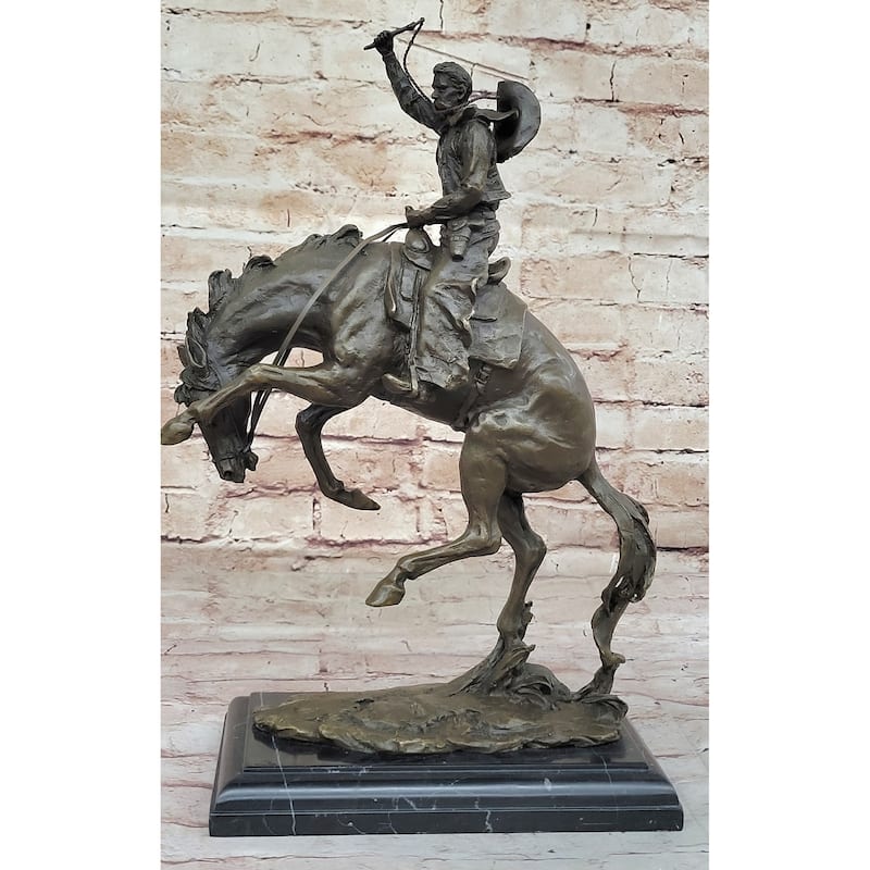 Bronco Buster Hot Cast Bronze Western Americana Decor Sculpture Statue Reproduction By Remington