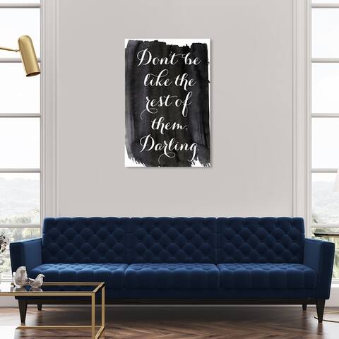 Oliver Gal 'Be Unique' Typography and Quotes Wall Art Canvas Print Fashion Quotes and Sayings - Black, White