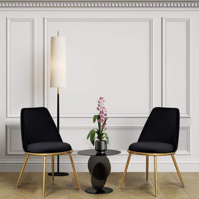 Velvet Upholstered Dining Chairs with Metal Legs, Set of 2/4 - 18.5" W x 21.46" D x 32.28" H