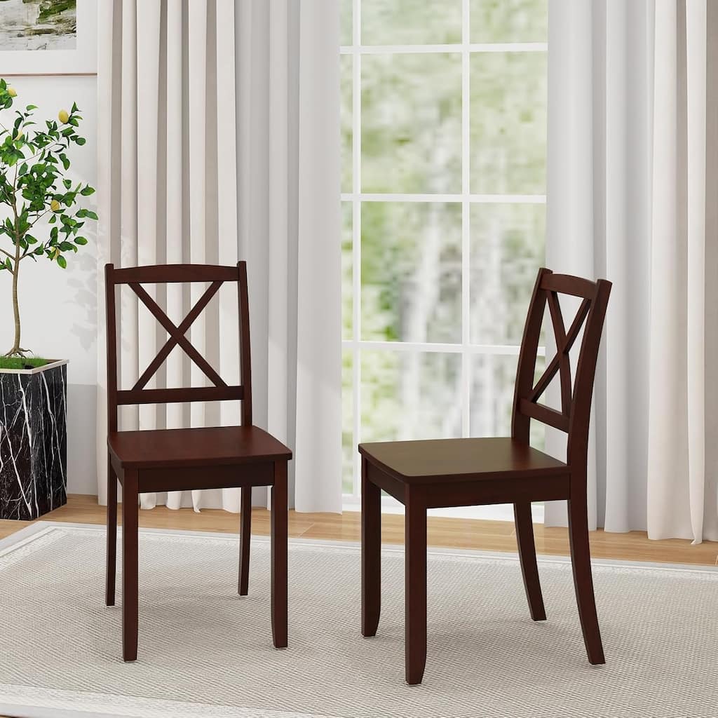 Set of 2 Dinner Chairs Armless Kitchen Chairs w/ Rubberwood Legs