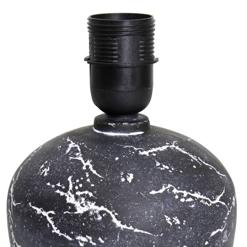 Rounded Marble Style Table Lamp with Drum Shade - 12.5" - Black and White