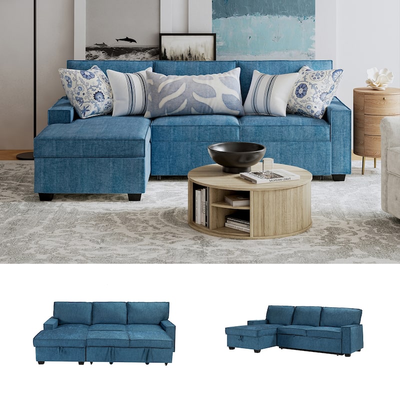 Badari Modern Pull Out Sleeper Sofa&Chaise with Storage by HULALA HOME