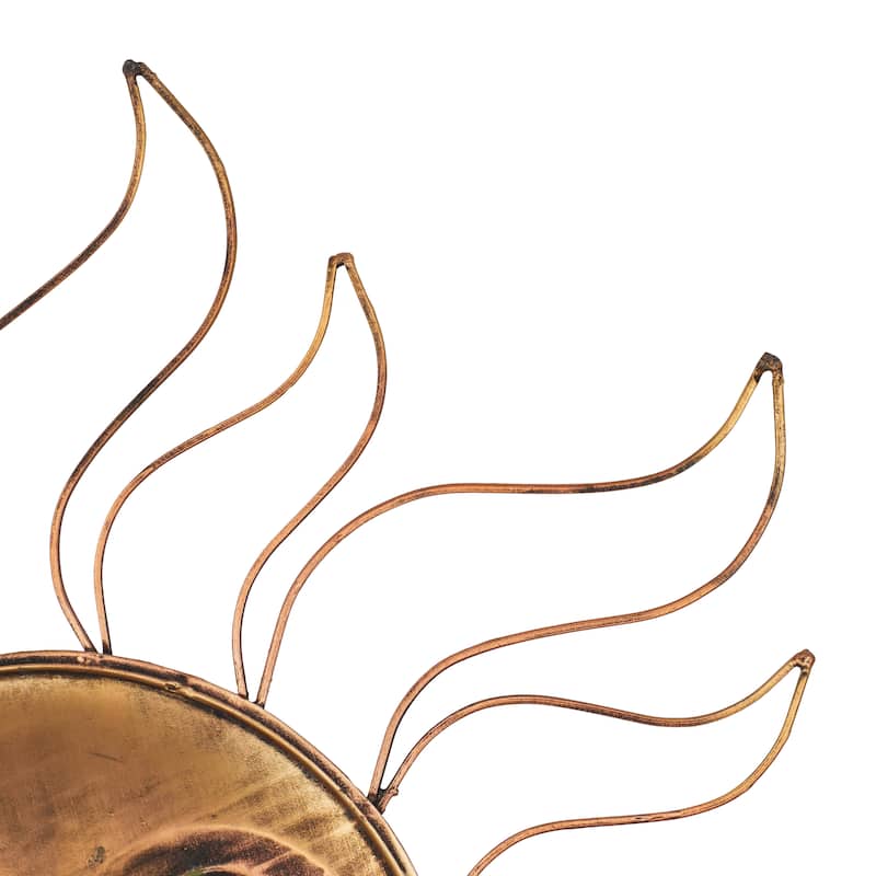 Copper Metal Indoor Outdoor Sun Wall Decor with Wire Frame - 30 x 1 x 30