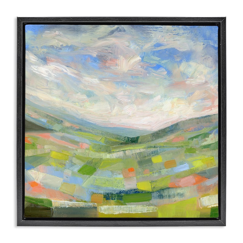 Stupell Jolly Geometric Countryside Scene Framed Floater Canvas Wall Art Design By Ashley Davis - 25 x 25 - Black
