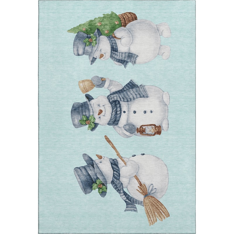 Premium Washable Super Soft Winter Holiday Snowman Mayfield Rug