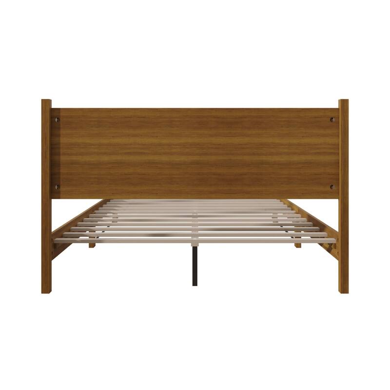 Clayfell Branford Solid Wood Platform Bed Frame with Panel Headboard and Full Slat Support