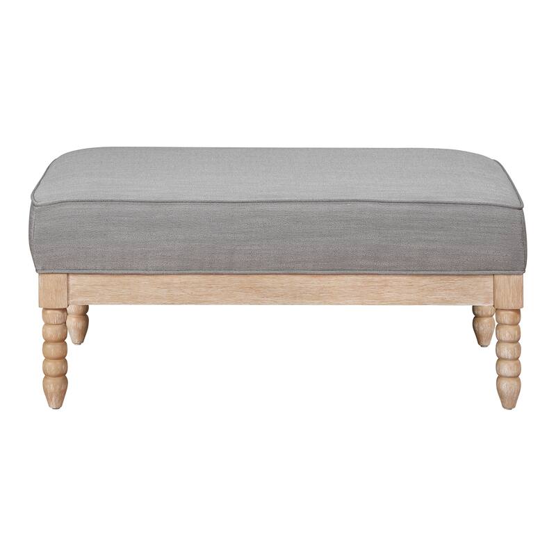 Classic Traditional Ottoman Fabric Upholstery Cushion Seat Solid Wood Furniture