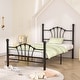 preview thumbnail 8 of 25, VECELO Classic Twin Size Metal Bed Frame Shell Design with Roman Columns Sturdy Twin Bed Frame for Kids Space-Saving Twin Bed