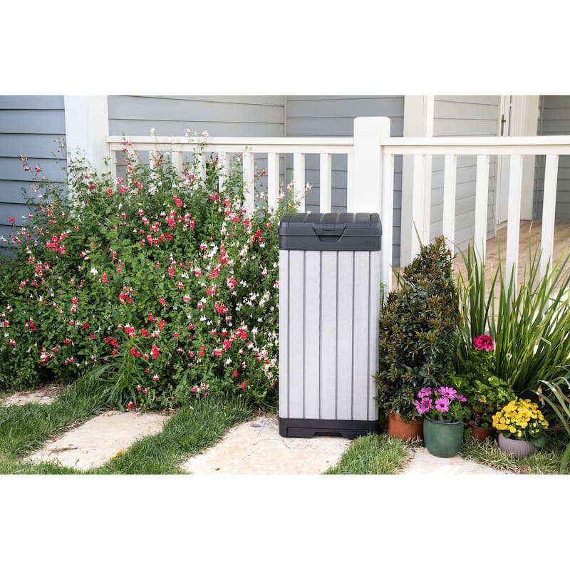 Keter Rockford 39 Gallon Durable Resin Outdoor Trash Can For Indoor and