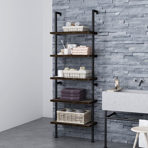 Shop Langria Industrial 5 Tier Ladder Shelf Bookcase Wall Mounted