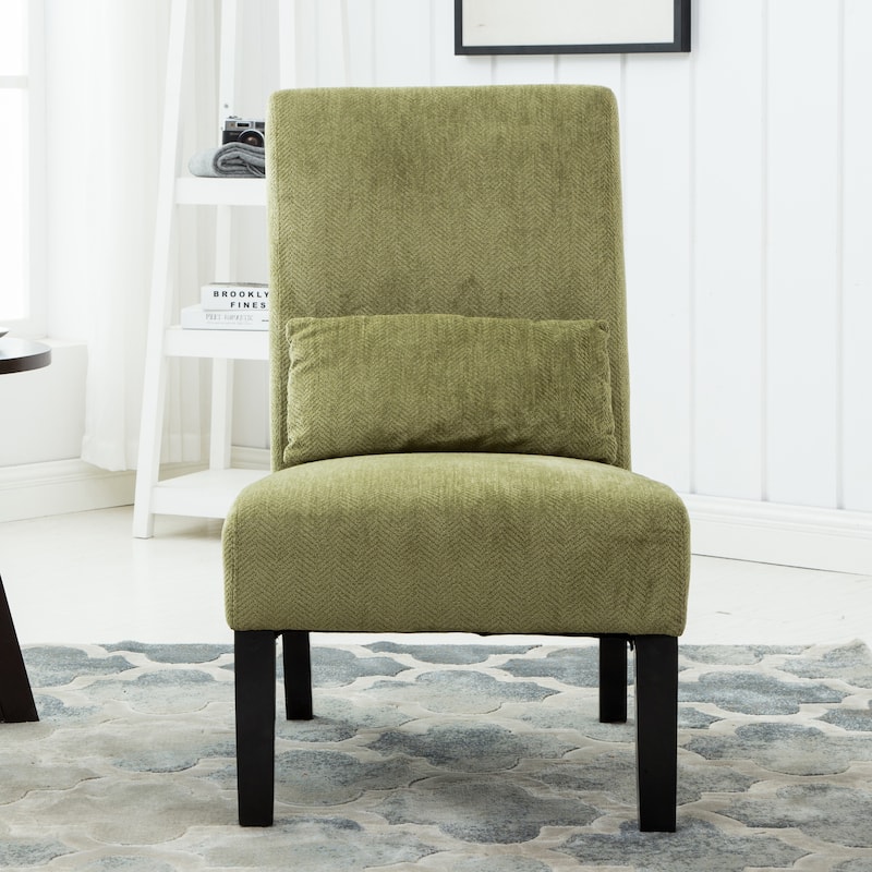 Porch & Den Vista Armless Chenille Accent Chair w/ Kidney Pillow