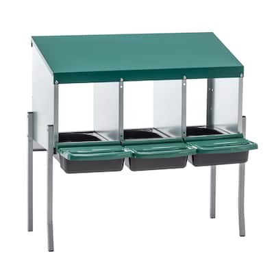 3-Hole Chicken Nesting Box with Legs - Outdoor Coop Laying Box with Lid Cover, Green