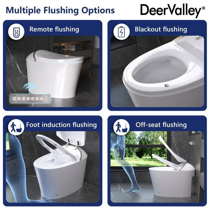 DeerValley Smart Toilet, One Piece Bidet Toilet for Bathrooms, Smart Bidet Toilet with Instant Warm Water, Auto Close - N/A