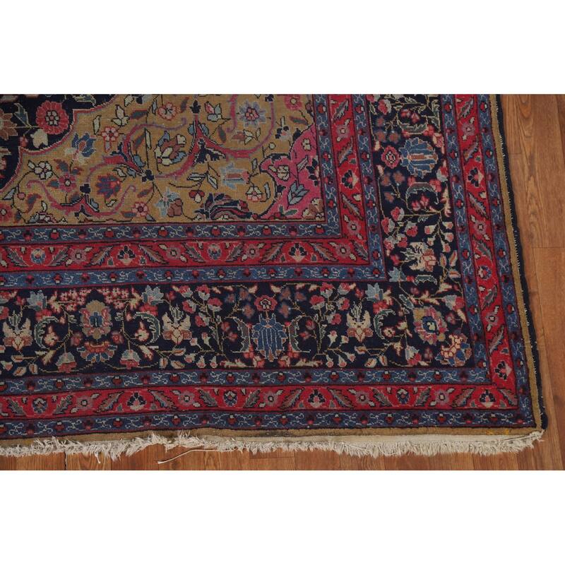 Pre-1900 Antique Blue Tabriz Persian Area Rug Hand-Knotted Wool Carpet - 7'5"x 11'0"