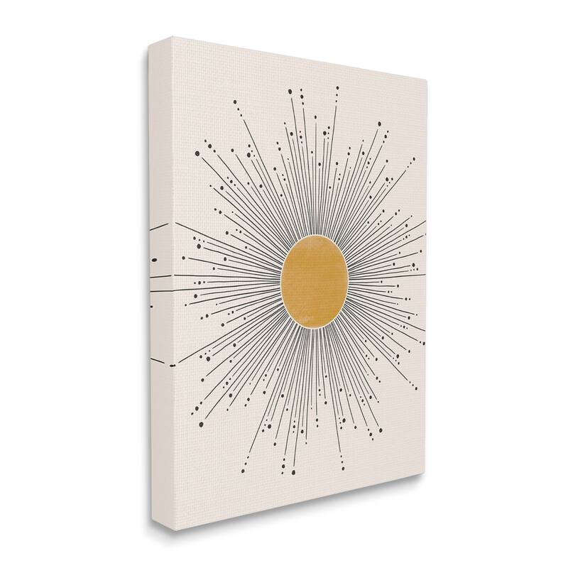 Stupell Art Deco Summer Sun Geometric Line Bursts Canvas Wall Art - Yellow - 36 x 48