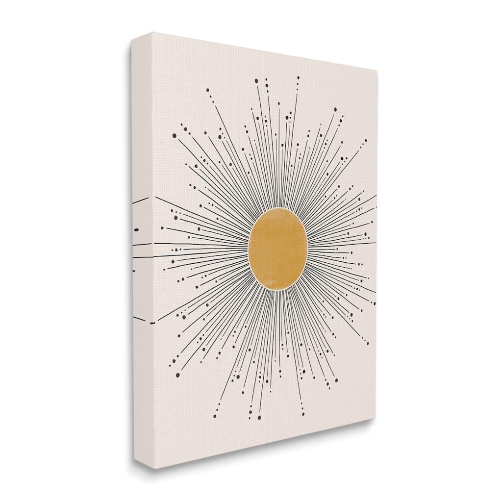 Stupell Art Deco Summer Sun Geometric Line Bursts Canvas Wall Art - Yellow