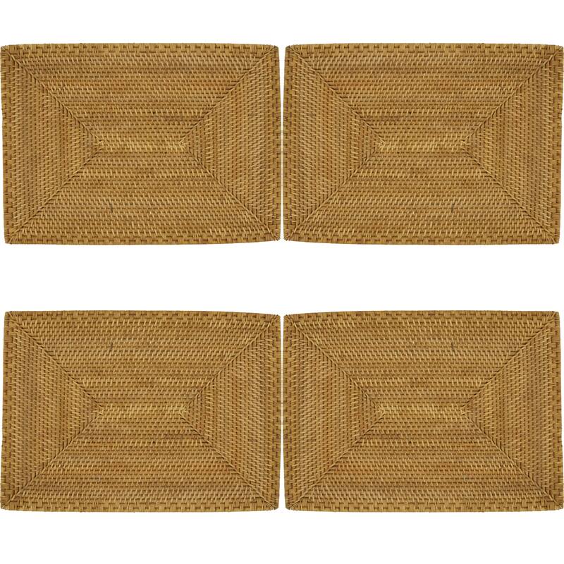 Rattan Placemats With Woven Design (Set of 4)
