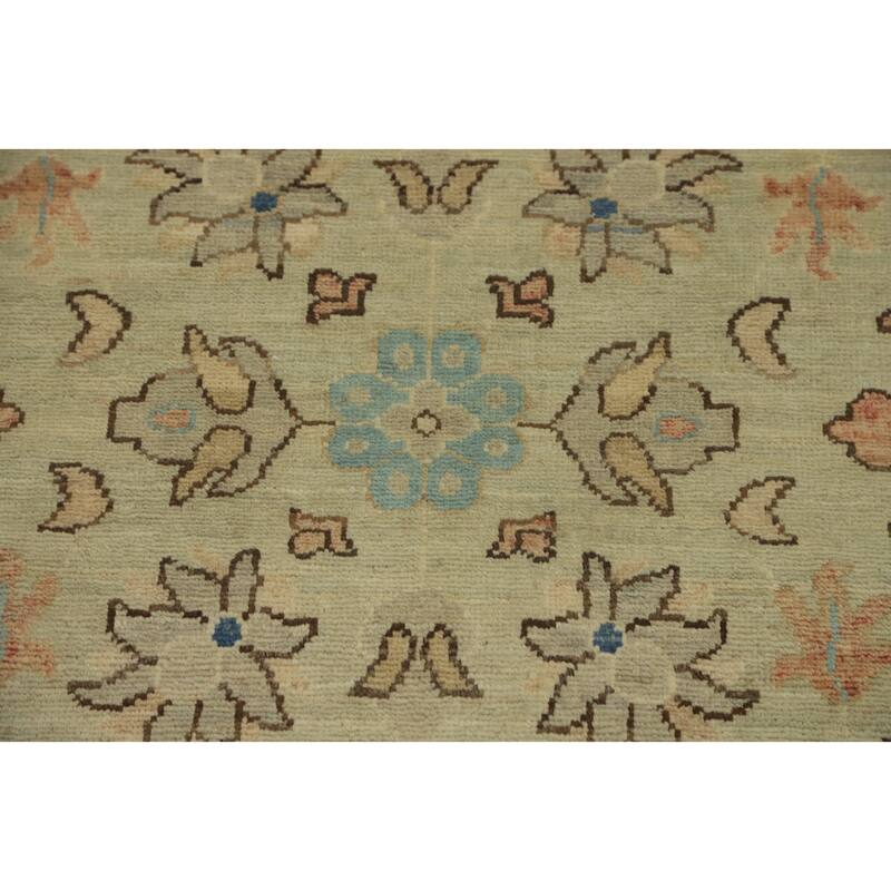 Hand Knotted Oriental 100% Wool Carpet Traditional All-Over Green Ziegler Runner Rug - 11' 10'' X 3' 1''