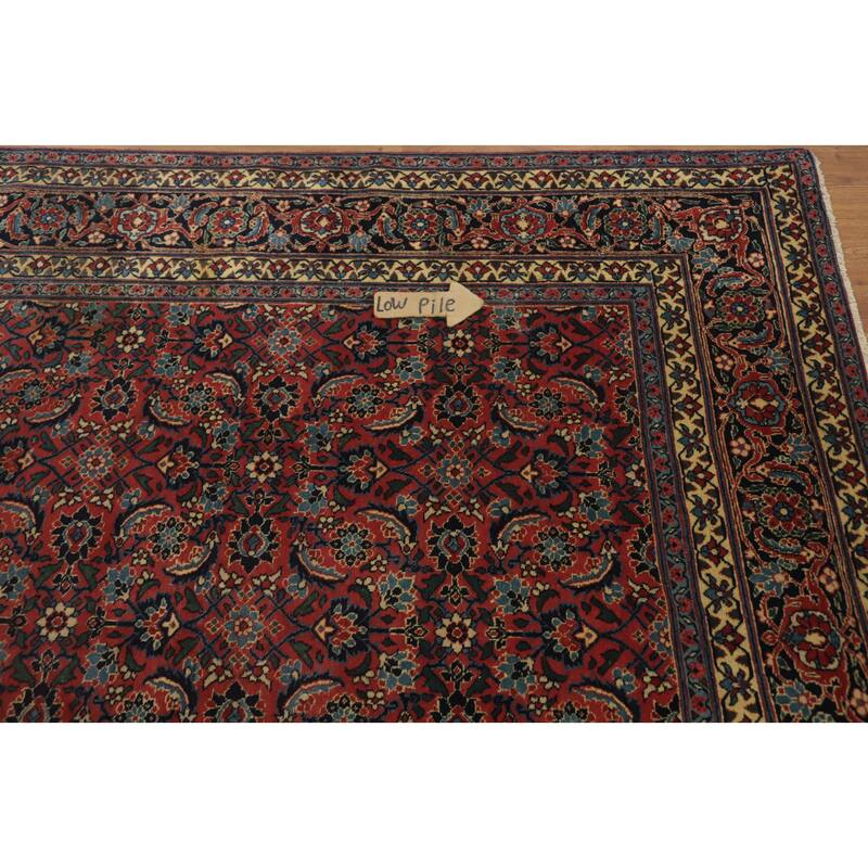Hand Knotted Oriental Kork Wool Carpet Traditional Floral Oranges & Rust Tabriz Area Rug - 15' 0'' X 6' 2''