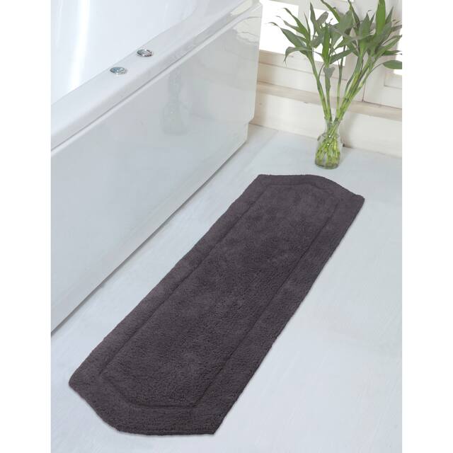 Home Weavers Waterford Collection Absorbent Cotton Machine Washable and Dry Runner Rug - Grey