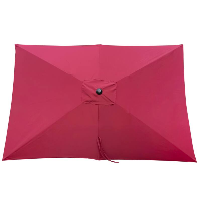6 x 9ft Patio Umbrella Outdoor Waterproof Umbrella with Crank and Push Button