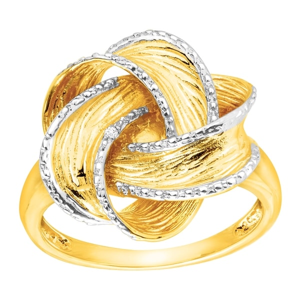 Bold Knot Ring with Diamonds in 14K Gold-Plated Sterling Silver
