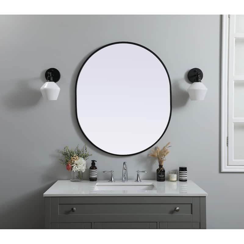 Indigo Home Metal Frame Oval Mirror 30x36 Inch