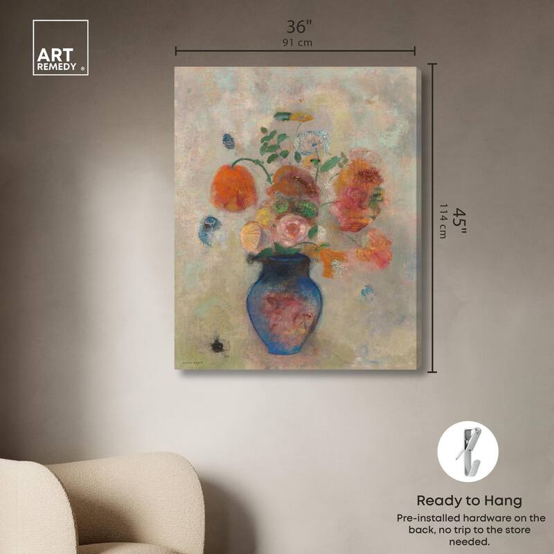 Vase with Flowers 1990 Canvas by Art Remedy, Gallery Wrapped