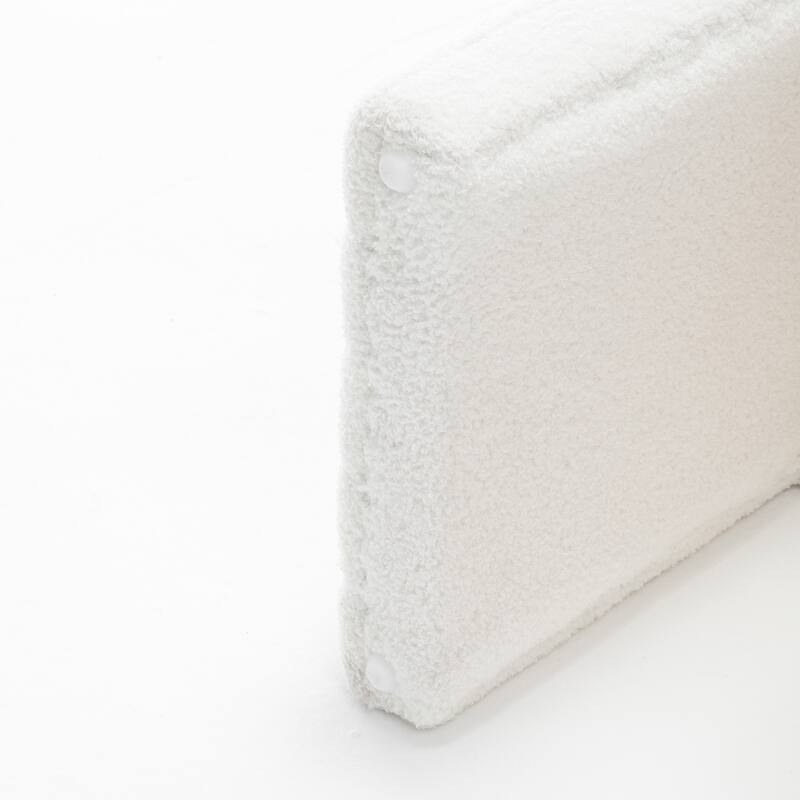 SEYNAR Modern Glam Teddy Velvet Upolstered U-Shaped Ottoman