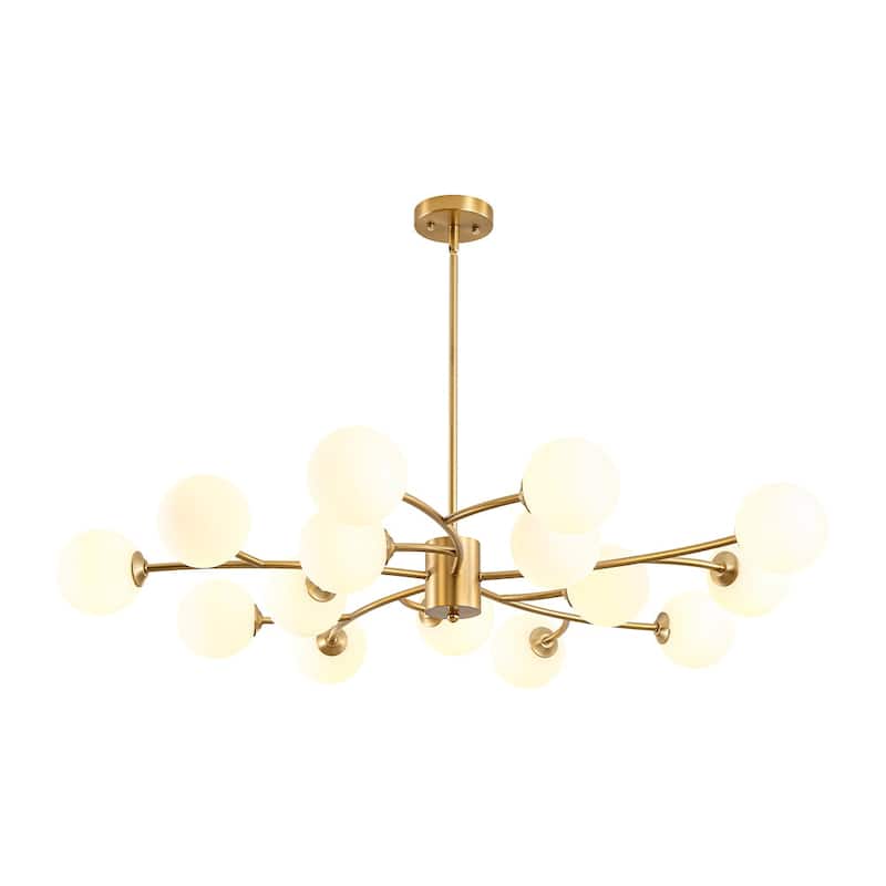 15-Light Spiral Branch Mid-century Frosted Glass Chandelier - 43.3 in