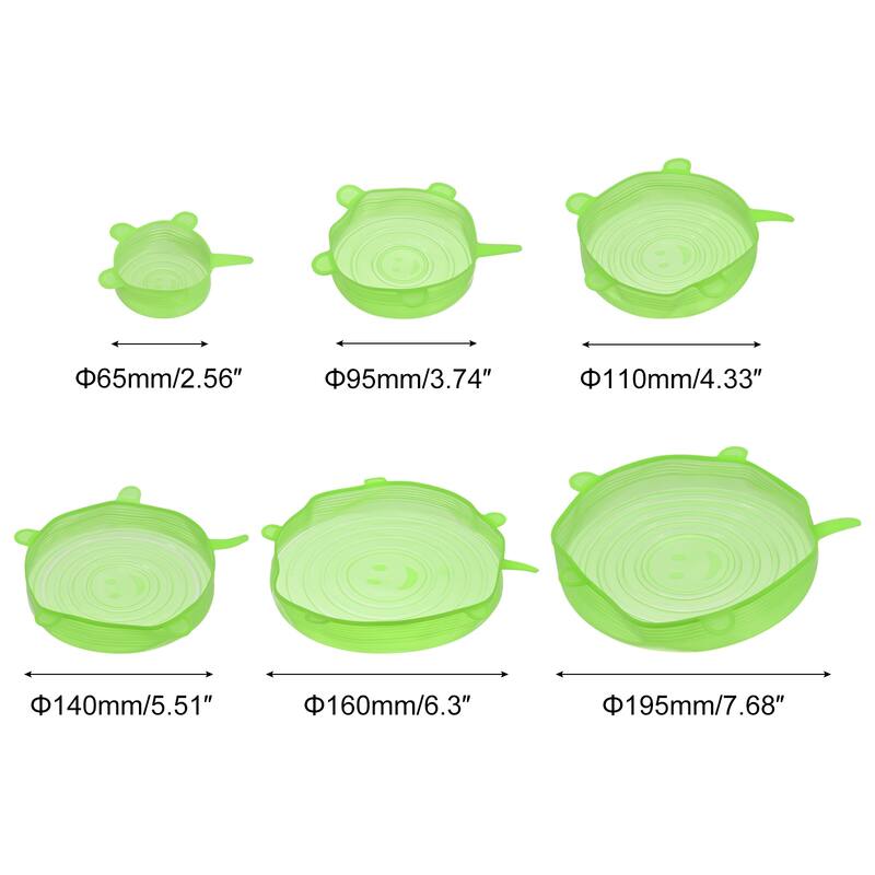 Silicone Stretch Lids, 2 Sets Silicone Lids for Bowls and Food Covers - Green