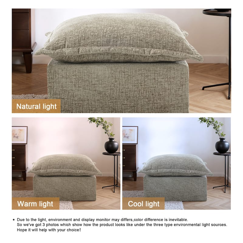 31.7"W Oversized Chenille Upholstered No Assembly Square Ottoman