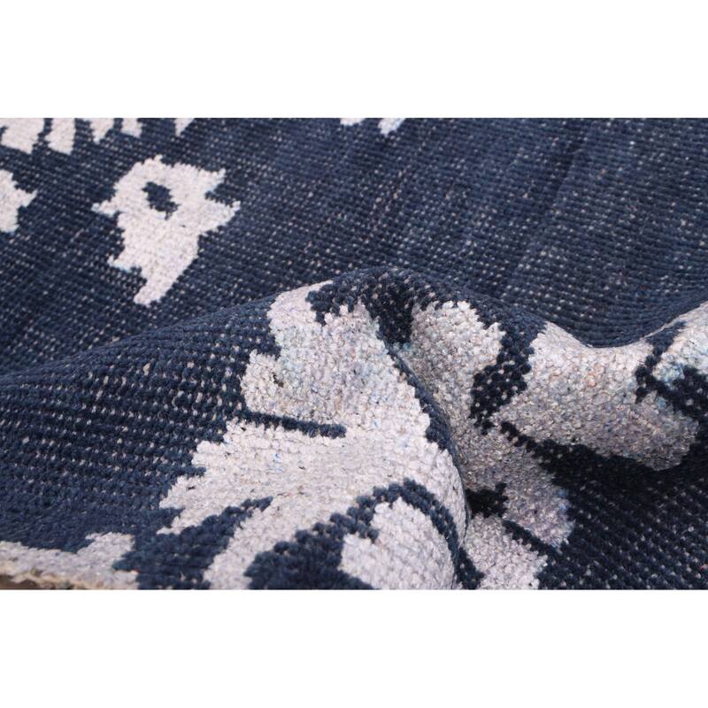 ECARPETGALLERY Hand-knotted La Seda Dark Navy Silk, Wool Rug - 5'9 x 8'9