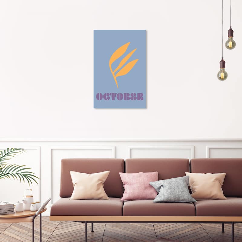 Wynwood Studio Canvas Typography and Quotes October Simple Nature Blue and Orange Modern & Contemporary Wall Art Canvas Print