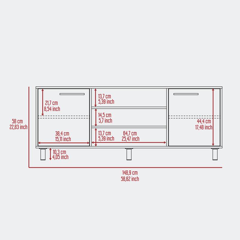 3-Shelf 2-Door TV Stand