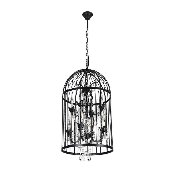 Black Birdcage Chandelier 8 Heads Luxury Crystal Pendant 17.7 On Sale Bed Bath Beyond 36233412