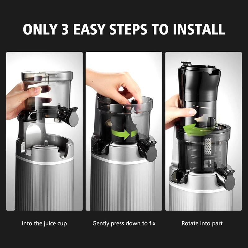 Aobosi Masticating Juicer Machine, 2In1 Cold Press Juicer with Large