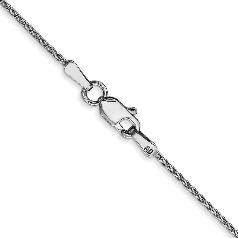 Curata 14k White Gold Solid 1.2mm Round Diamond-Cut Wheat Chain Necklace Options 16 18 20 22 24