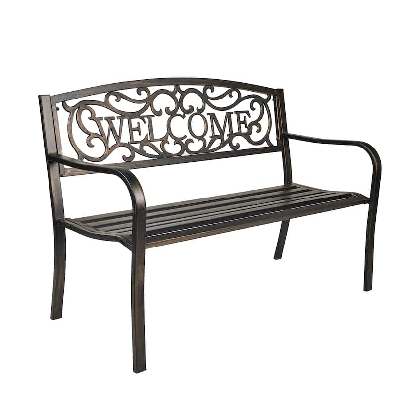 Bronze Welcome Garden Bench 50 Inch Long