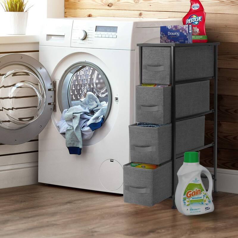 Narrow Dresser Tower with 4 Drawers - Vertical Storage for Bedroom