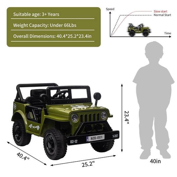 dimension image slide 0 of 2, 12V Electric Ride-On Truck Car with Remote Control, Kids Ride On Car with MP3