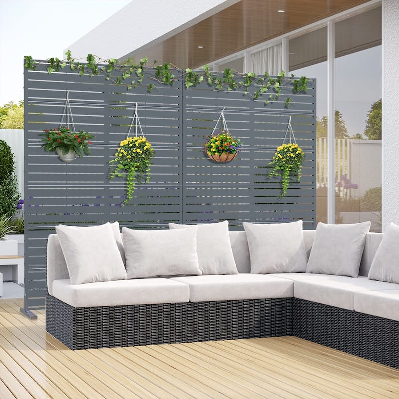Dovelina 6ft.Outdoor Freestanding Metal Privacy Screen Decorative Garden Fence - 72"x47"