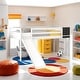 preview thumbnail 2 of 46, Twin size Loft Bed Wood Bed with Slide, Stair and Chalkboard, White